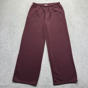 Chrome Riot Sweatpants Womens Large Maroon Burgandy Baggy Wide Leg Fleece
